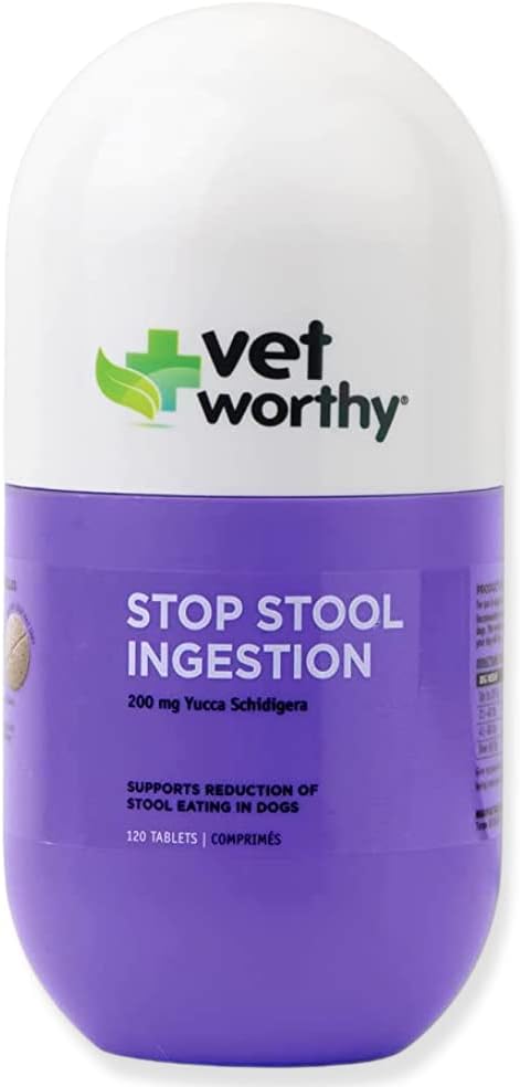 Vet Valuey Stop Stool Ingestion -Coprophagia - Köpekler Stool Yemeyi Önlemek için Tamam - Yucca Schidigera, Parsley Leaf, Chamomile, Thiamine - Liver Flavor, 120 Chewable Tabletler