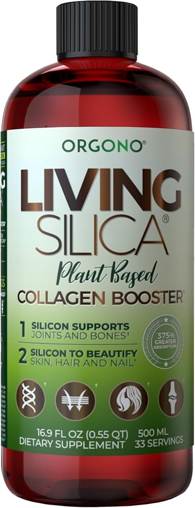 Living Silica Plantive Collagen Branson | Vegan | Ortak ve Bone Support için Sağlıklı Collagen ve Elastin Production, Glowing Skin, Güçlü Saç & Nails 500 ml | 16.9 Fl Oz