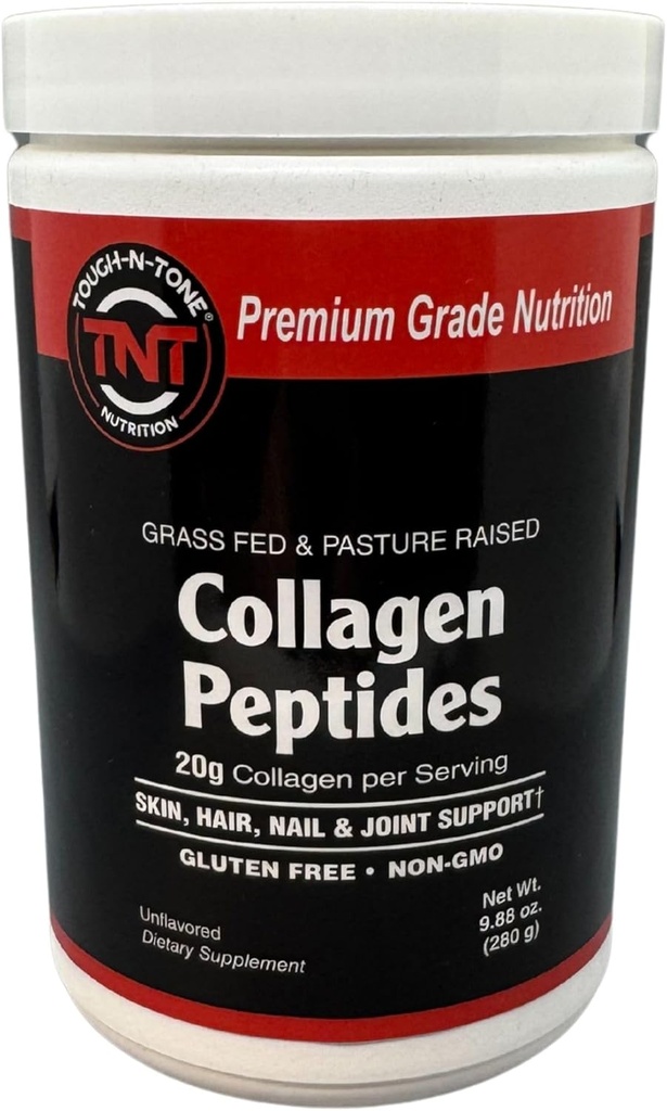TOUGH-N-TONE Collagen Peptides Powder – Grass-Fed, 280g | 20g Protein per Serving, Unflavored, Non-GMO, Gluten-Free, Dairy-Free, No Sweeteners or Fillers – Supports Skin, Hair & Digestive Health