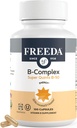 FREEDA Vitamin B Kompleksi - Super Quints B-50 - Kosher Super B Kompleksi B1 Vitamin B2 Vitamin B3 Vitamin B6 Vitamin B12 Plus Folic Acid (100 Capsules)