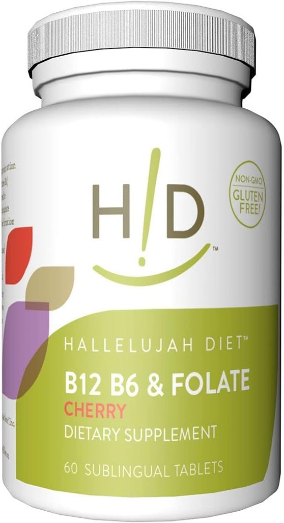 Hallelujah Diyet B12, B6 & Folate Diyeter Supplements Cherry Flavored Sublingual Vitamins (60 Tablet)