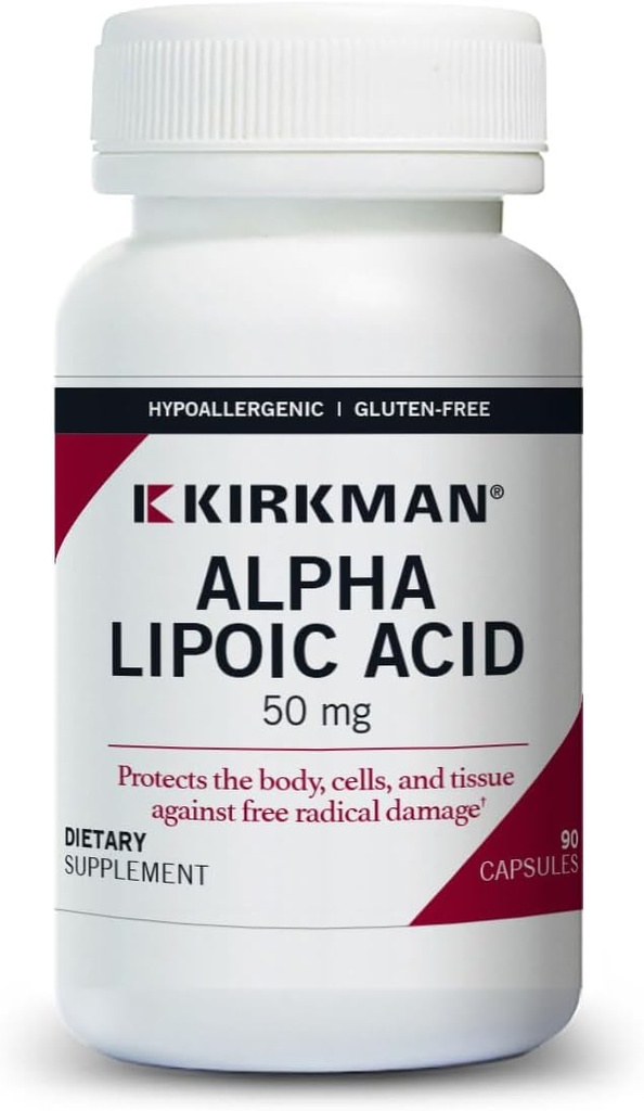 Kirkman - Alfa Lipoic Acid 50 mg - 90 Capsules - Potent Antioksi - Harmful Radikallere Karşı Korumalar - Hipoallergenik