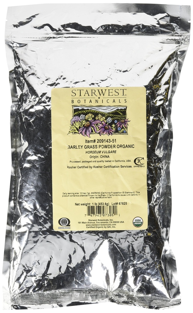 Starwest Botaniks Organik Barley Grass Toz, 1 Pound