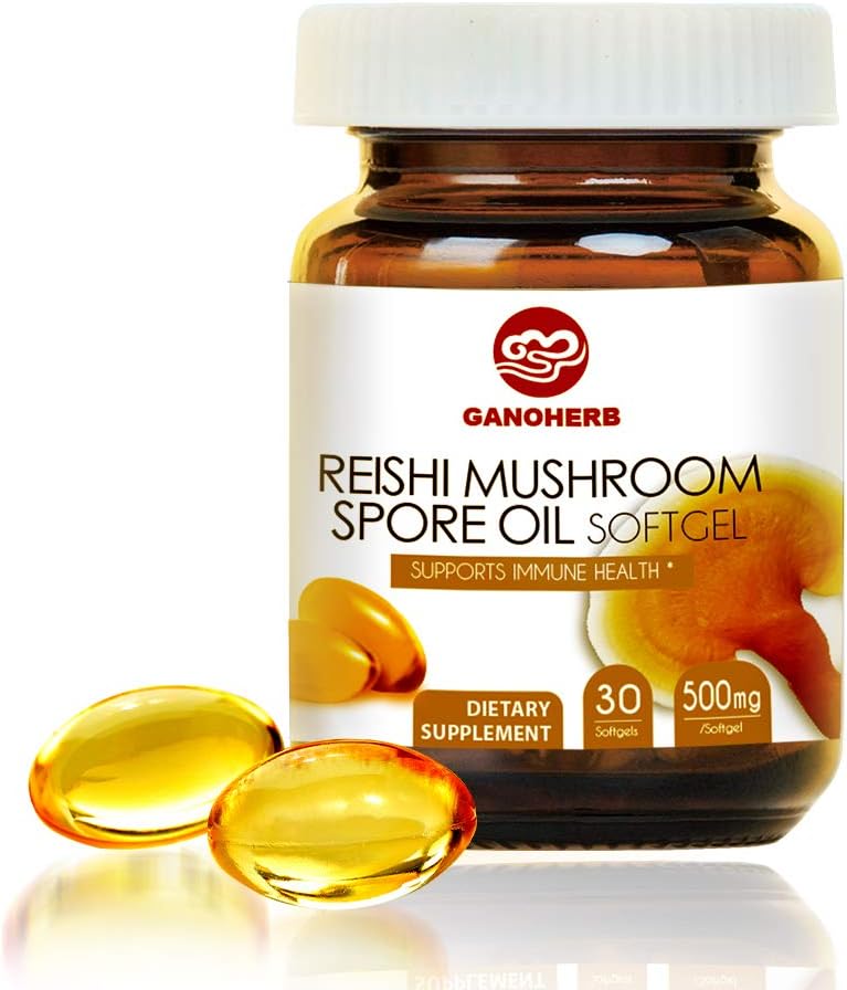 Organik Reishi Mushroom Spore Oil Supplement-USDA Ganoderma Lucidum Extract Capsule-Immune System Natural Energy for Wellness &Liver Support-Vegan, Non-GMO Gluten Free, 30 Veggie Softgels