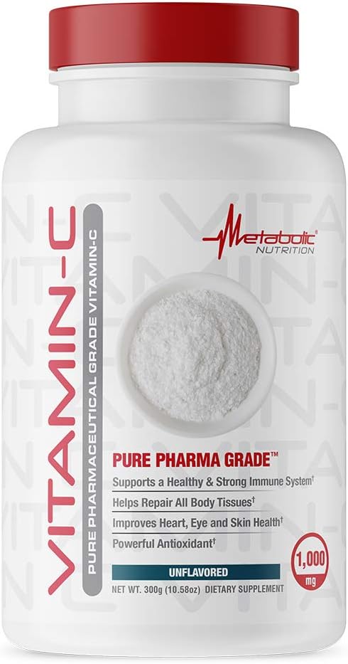 Μεταβολική Διατροφή Βιταμίνη C, 1000mg, Βαθμός Καθαρής Φαρμακευτικής, Υψηλή Απορρόφηση Ασκορβικό Οξύ (300 g)