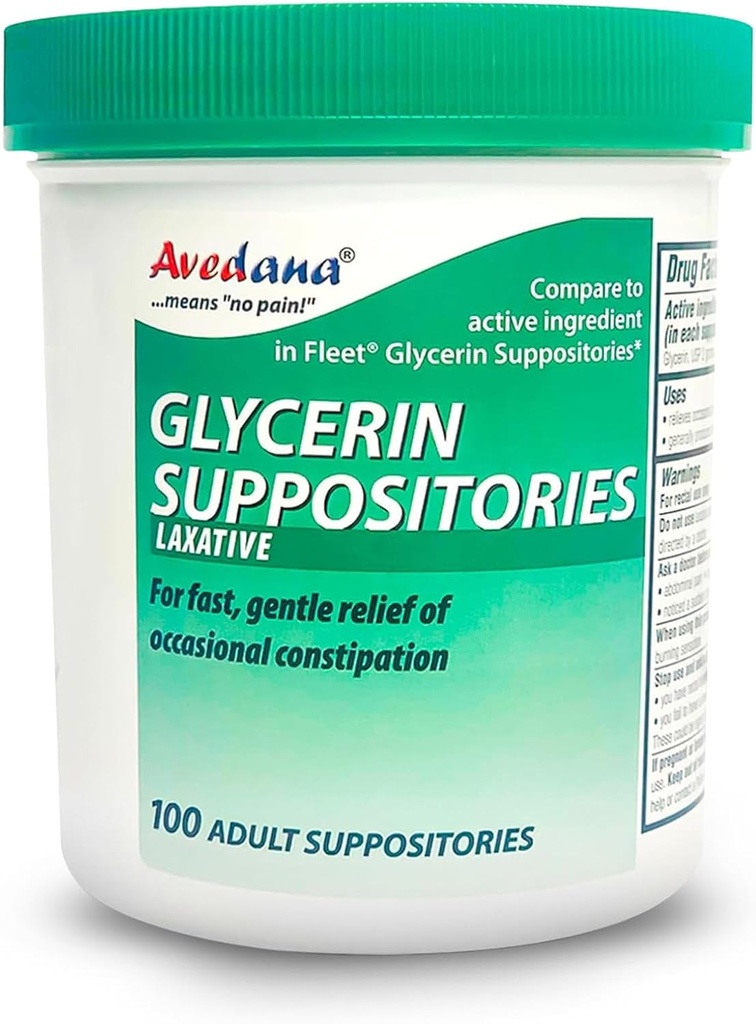 USP 2g Glycerin Laxatives Suppository - Erkekler ve Kadınlar için 100 Yetişkin Boyut - Hızlı ve Nazik Yardımı - Özel Şekil Yetişkin Suppository