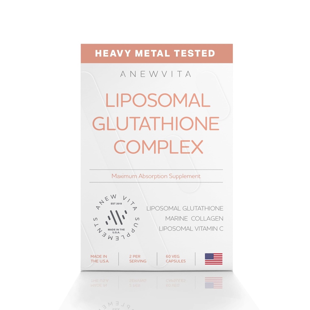 Liposomal Glutathione Complex with Marine Collagen, Liposomal Vitamin C - Skin Care Supplement - Enhanced Absorption for Radiant Skin, Detox & Antioxidant Support - 60 Veggie Capsules