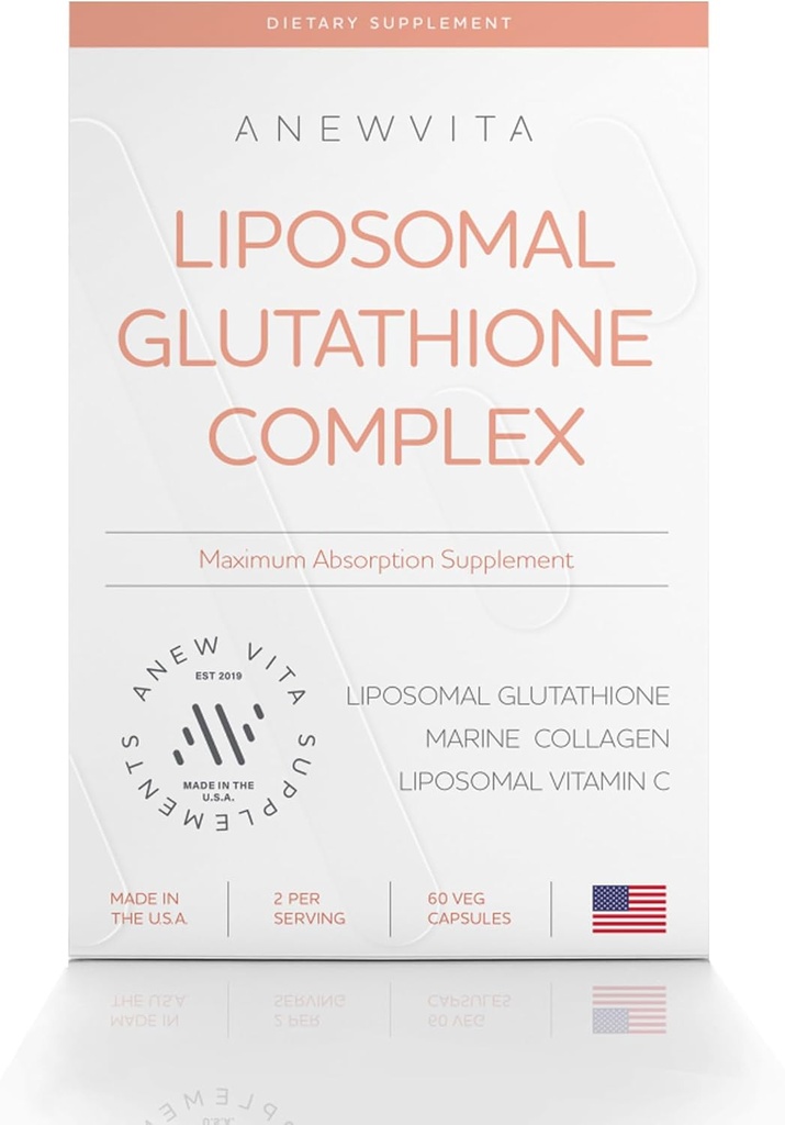 Liposomal Glutathione Supplement ile Marine Collagen ve Liposomal Vitamin C - Premium Skin Care Supplement - Antioksit Skin, Detox & Antioksit Desteği için Aborpsiyon Formül - 60 Capsules