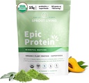 Sprout Living Epic Protein, Plant Based protein & Superfoods Toz, Mindful Matcha | 17 Grams Organik Protein Toz, Vegan, Non-GMO, Gluten Free, Adaptogens + Nootropics (1 Pound, 12 Hizmet)