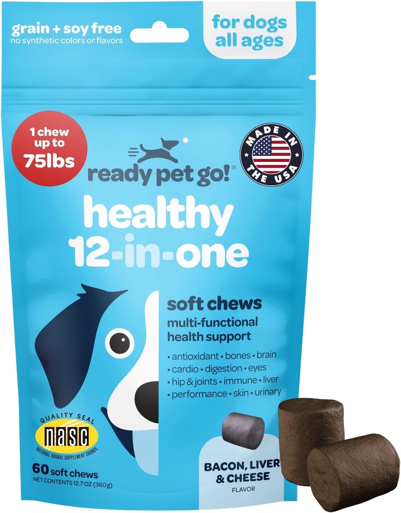 12in-1 Köpekler için Multivitamin | Dog Multivitamin Chewable with Glucosamine Chondroitin & Digestive Probiyotiks for Dogs of All Ages and Dimensions | NASC sertifikalı & Made in the USA | 60 Chews