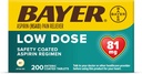 Bayer aspirin Regimen Low Dose Giriş Tabletleri, 81 mg, 200 Count