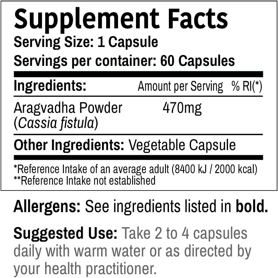 Κάψουλες Aragwadha του DR WAKDE (Cassia Fistula, 60 Veg Caps, φυτικό συμπλήρωμα, Ayurvedic Herb, όλα φυσικά, Vegan)