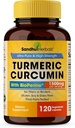 Sandhu Herbals Organik Turmeric Curcumin 120 Capsules with Bioperine Black Pepper Extract Supplement | 1500 mg with 95 Curcuminoids | Immune Support