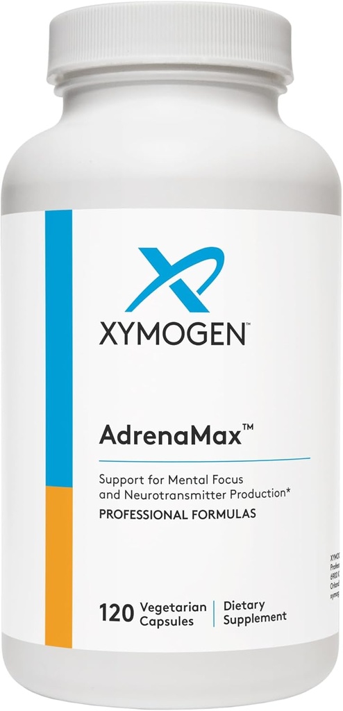XYMOGEN AdrenaMax - L-Tyrosine + N-Acetyl-L-Cysteine NAC Supplement - Mood, Focus, Alertness ve Nörotransmitter Production - Dopamin (120 Capsules) Sağlıklı Seviyelere Yardım
