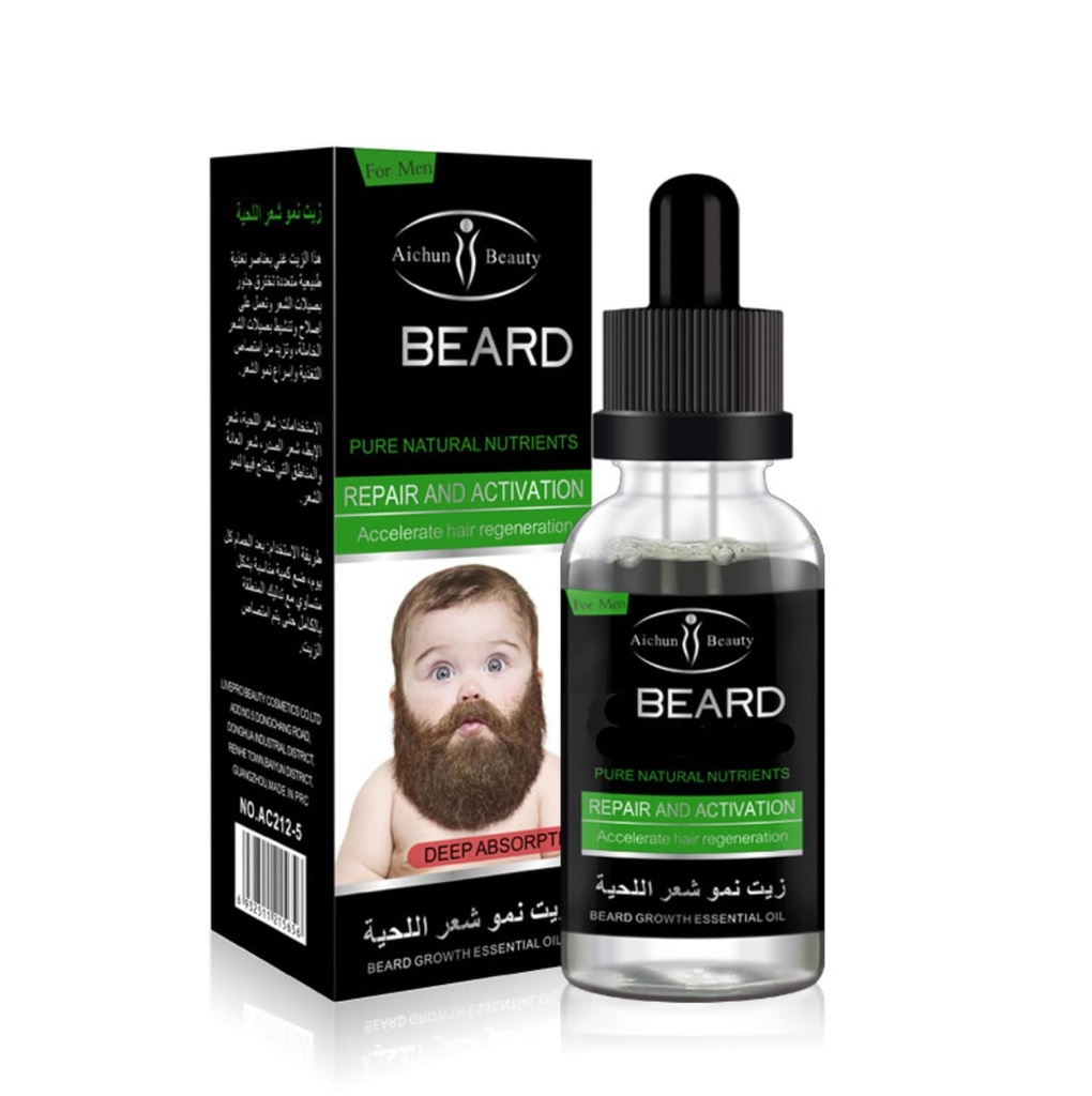 AICHUN BEAUTY Beard Grow Oil | Face Hair Supplement |Thicker Beard Care|Erkekler Saç Büyüme Vitaminleri 30 ml/1.01oz