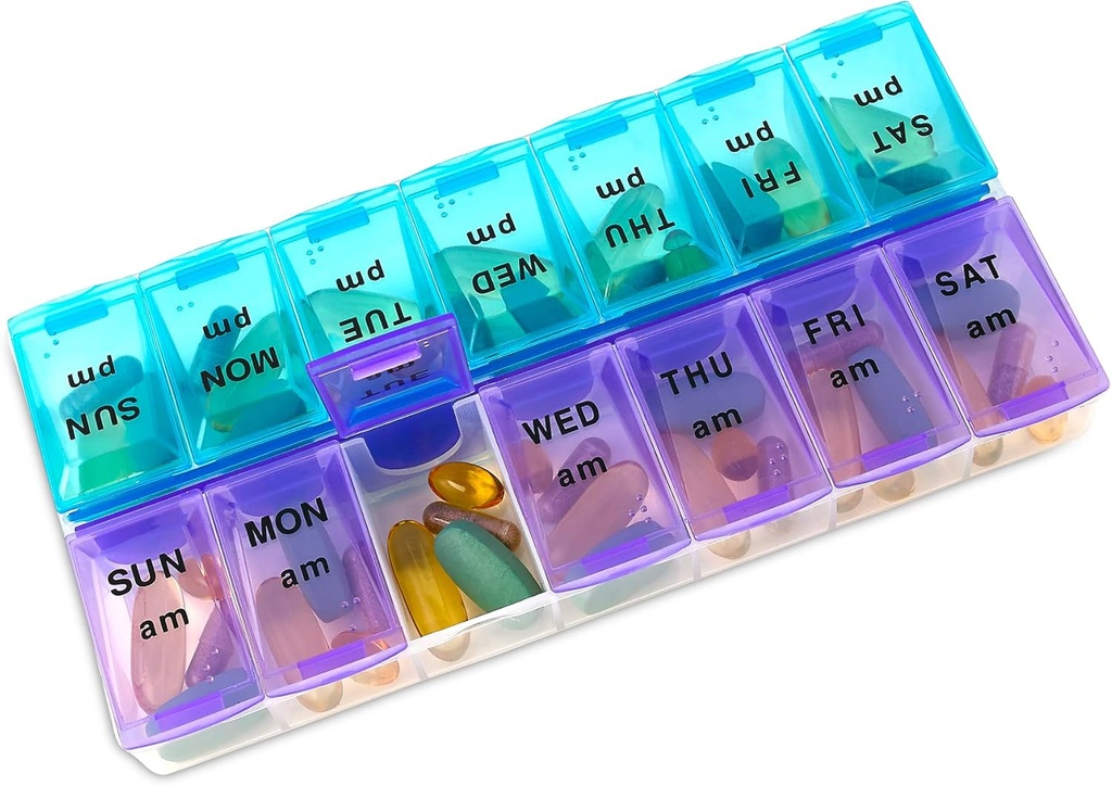 MEDca Weekly Pill Organizer, Two-a-Day, 1 Pill Organizer