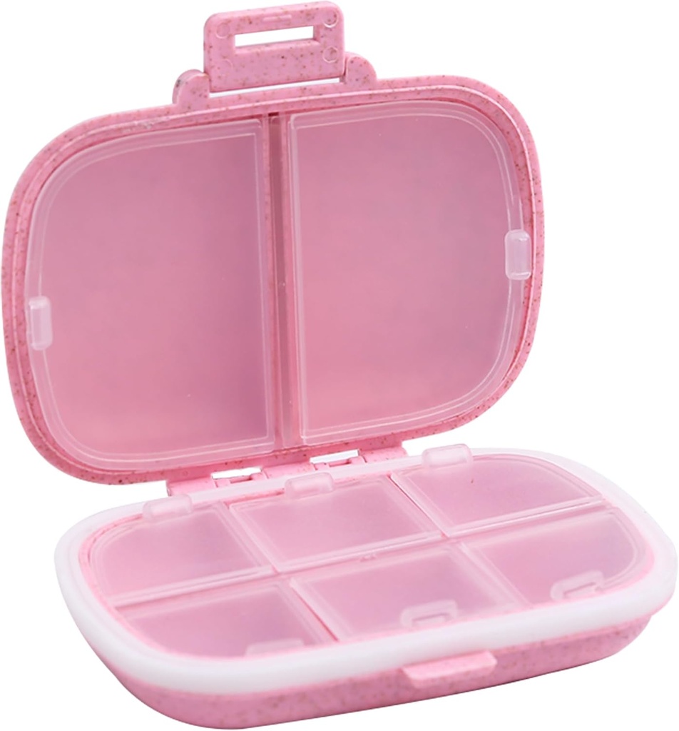 8 Διαμερίσματα Travel Pill Organizer, Καθημερινή υπόθεση χάπι Μικρό κουτί χάπια για το πορτοφόλι τσέπης, Φορητό Pill Container Medicine Vitamin Organizer (Pink)