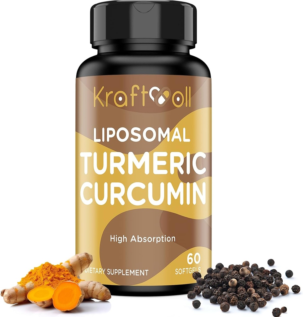 Liposomal Turmeric Curcumin Supplement 60 Softgels for Yetişkinler
