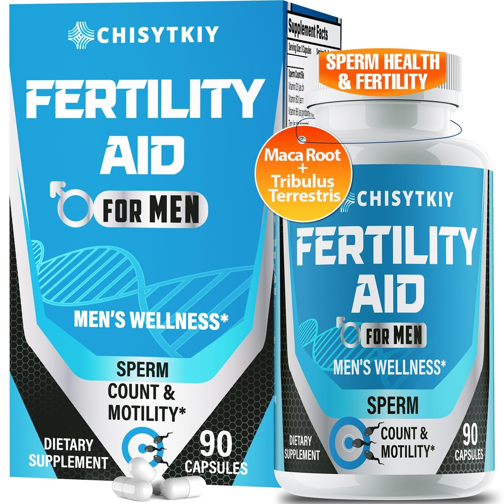 Erkek Ferttitude Supplements, Advanced Ferttitude Supplement for Men Optimal Sperm Count Motness & T-Level with Maca Root, Tribulus Terrestris, çinko, CoQ10, Pre Conception for Him, 90 Caps