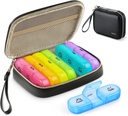 AUVON Haftalık Pill Organizer 3 Zaman Bir Gün, Büyük Pill Box 7 Gün A PU Deri Bag, Protabel Travel Pill Case Drug Hatırlatma, Günlük Pill Box 3 Zaman Vitaminler Günü, Balık Yağları, Tamamlar