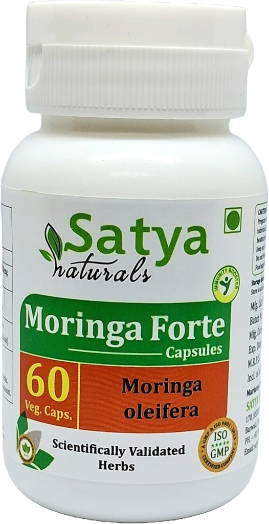 Moringa Forte Capsule 500 mg. 60 Veg. Capsule | Sahijan (Moringa Oleifera) Erkekler ve kadınlar için Kapsüller | Ayurvedic Herbal Supplement/R capturedes | 10:1 Forte (1 Şişe 60 Capsules)
