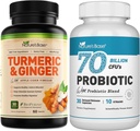 Nature's Base Turmeric & Ginger 60 ct + Probiyotiks 70 Milyar CFU 30 ct