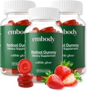Embody Multivitamin Retinol Gummy - 180 Kont, Strawberry Flavor - A Supplement for Anti-Aging, Acne, and Clear Skin - Glowing and Youthful Hair, Skin and Nails - Biotin, Vitamin C