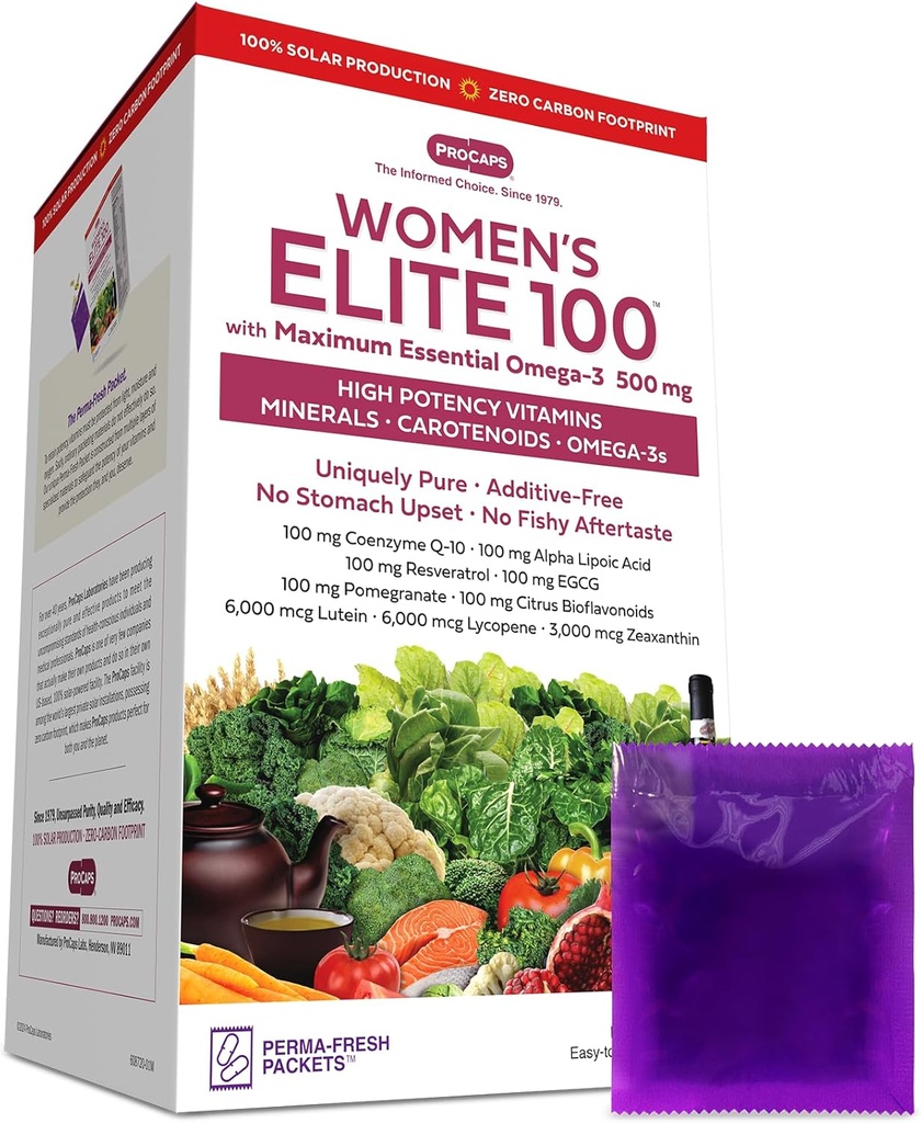 ANDREW LESSMAN Multivitamin - Women's Elite-100 with Maximum Essential Omega-3 500 mg 120 Packets - 40+ Potent Nutrients, Essential Vitamins, Minerals, Phytonutrients and Carotenoids. Katkı yok