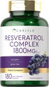 Carlyle Resveratrol Tamam 1800 mg | 180 Capsules | Non-GMO & Gluten Free | Potent Komplek Kompleksi