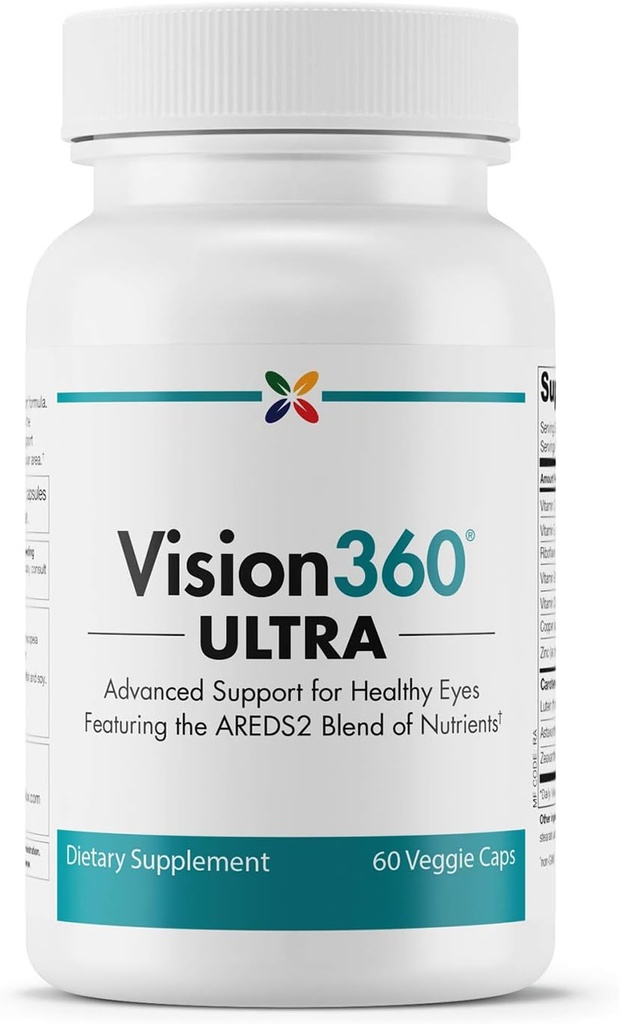 Σταματήστε τη γήρανση τώρα - Vision360 Ultra AARDS2 - Όραμα και την υγεία των ματιών - Ασθένειες Οφθαλμικό σθένος και κόπωση - Βιταμίνη C, Βιταμίνη Ε, Βιταμίνη D3, Βιταμίνη Β2 και Β12, Ψευδάργυρος, Χαλκός, Ασταξανθίνη, Λουτεΐνη - 60 Vcaps