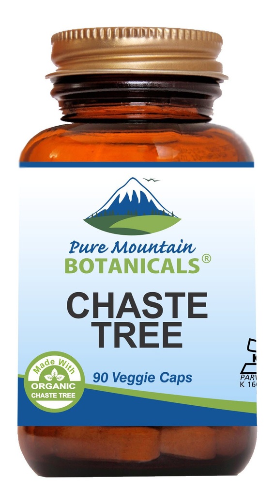 Pure Mountain Botanicals Chaste Tree Berry Capsules - Kosher Vegan Caps with 400 mg Organik Vitex Chasteberry Supplement