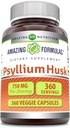 Amazing Formulas Psyllium Husk 750mg Veggie Capsules Supplement 