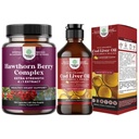 Ekstra Güçlü Hawthorn Berry Capsules Hawthorn Extract Digestion and Heart health Supplement and İzlandaic Cod Liver Oil Liquid Wild Caught Nordic Omega 3 Fish Oil Liquid for Yetişkinler and Kid