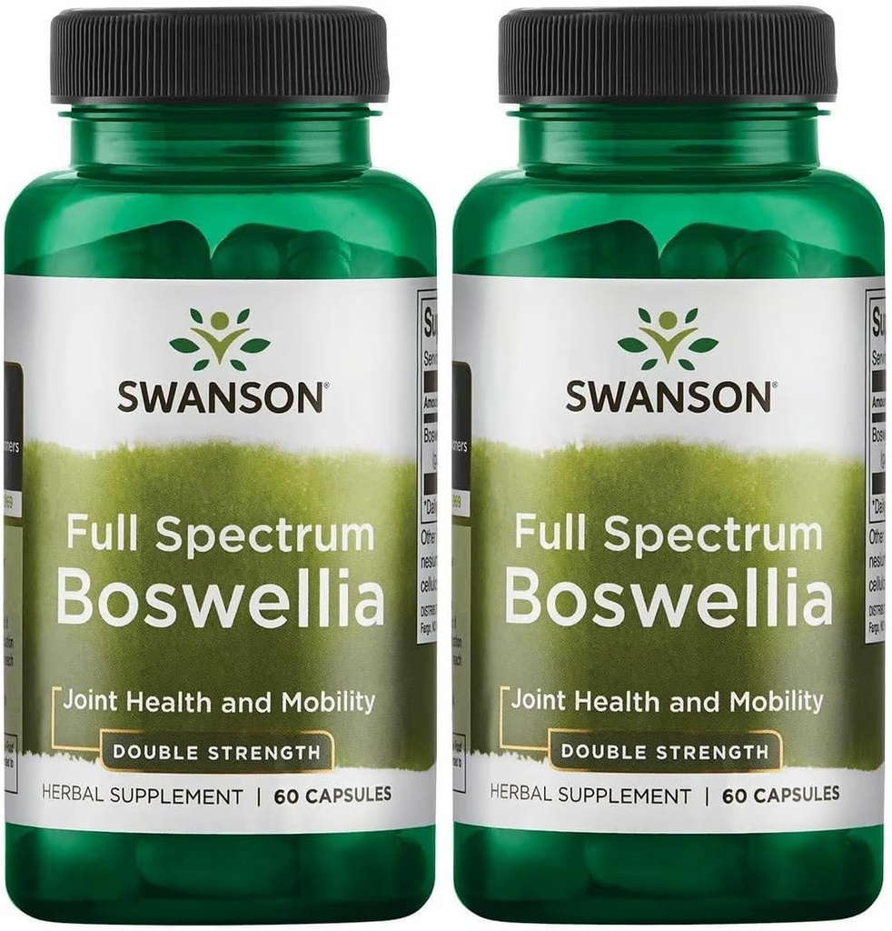 Swanson Double Strength Boswellia-Herbal Supplement Ortak Destek-Ayurvedic Herb for Joint Flexability & Mobility Support- Made w/Boswellia Serrata Wear-(60 Capsules, 800 mg Her) 2 Pack