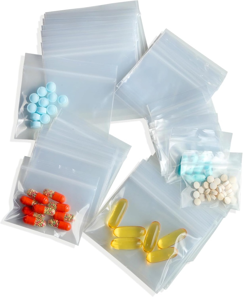 300 Packs Small Pill Çanta, 6 milyon Sturdy 3 Assorted Dimensions 2x1.85', 2.5x2.25', 3x2.75' Plastik Çanta, Reusable Bag Clear Zip Çanta, Pill Pouch Çanta