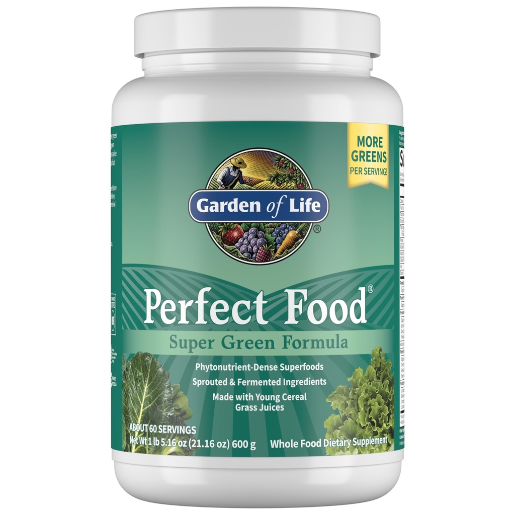 Life Perfect Food Super Green Formula - 60 Hizmet, 45 Superfoods, Greens, Fruit & Veggie Juice Superfood Toz Supplement, Probiyotiks & Organic Spirulina for Digestion & Immune Health