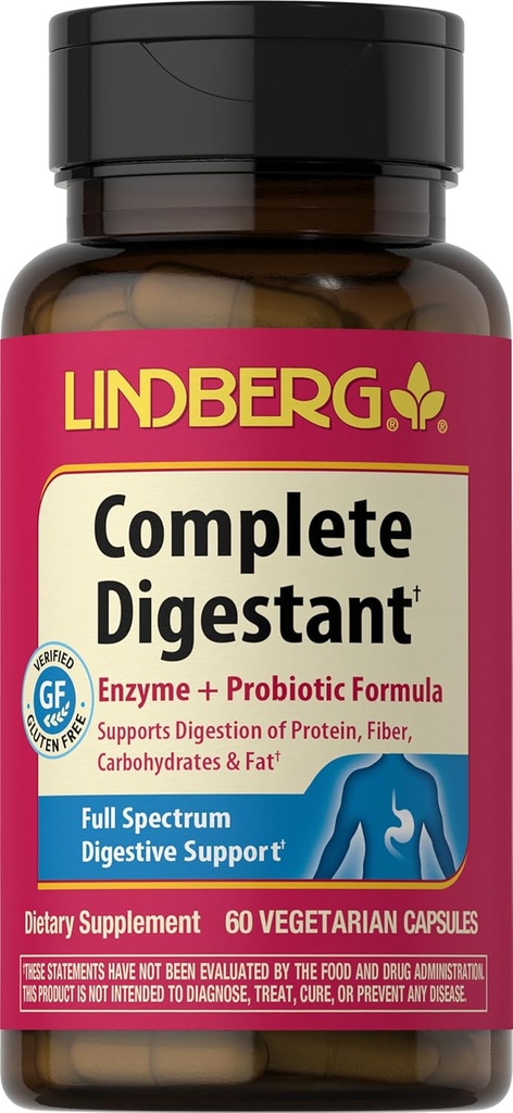 Probiyotiklerle Enzymes | 60 Capsules | Probiyotik Formula | Vegetarian, Non-GMO, Gluten Free Supplement | by Lindberg
