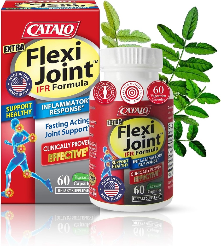 CATALO Ekstra FlexiJoint IFR Formula - Meriva Turmeric Phytosome, ApresFlex & Casperome Boswellia - 60 Capsules