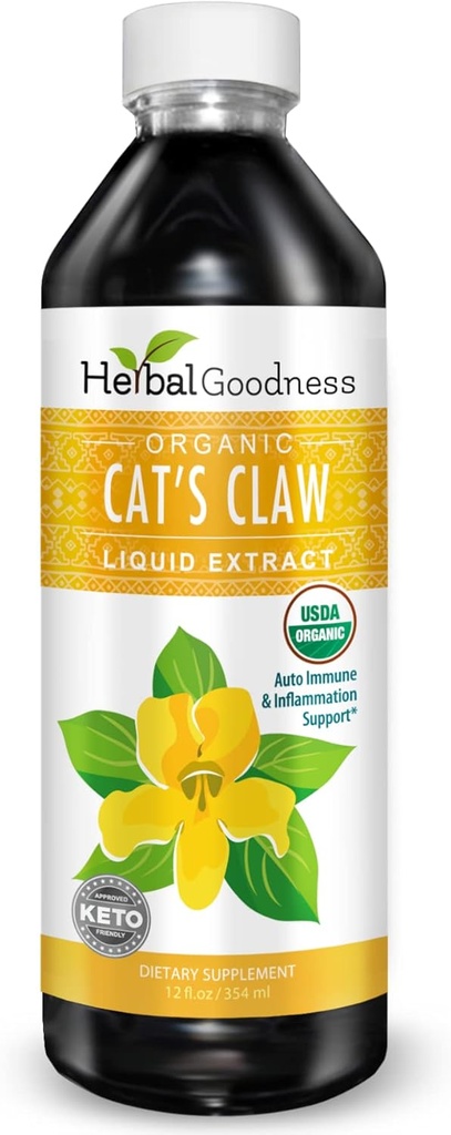 Εκχύλισμα Liquid Claw της γάτας - συμπλήρωμα βοτάνων για Digestive Boost, Κοινή/Μουσική Υποστήριξη, Ανοσία, Υποστήριξη Καρδιάς-Ανώτερη Απορρόφηση-Οργανική 12oz -23 Υπηρεσίες / Bottle -Made in USA - Herbal Goodness
