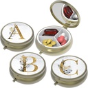 Küçük Pill Box,Pill Case for Purse&Pocket,3 Karşılaştırma Seyahat Pill Vaka İlaçları Vitaminler, Pills, Fish Oil ve Earrings, Studs,Bronze-3Round(ABC) için Organize Deposu