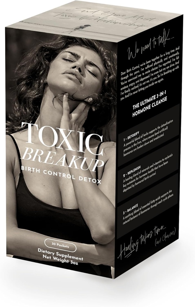 Toxic Breakup Birth Control Detox Cleanse to Restore Hormon Dengesi | Liver Detox Supplement, Red Clover, Chaste Tree Berry | Organik, Gluten Free, Non GMO | 30 Packets, 2-4 Weeks Cleanse