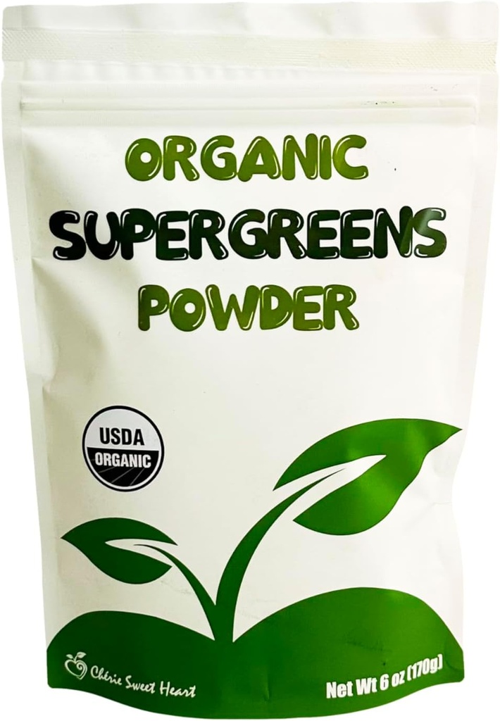 Cherie Sweet Heart Supergreens Toz - Yeşil Superfood - Organik Yeşiller Toz Süper Yeşiller - Smoothie Toz - Superfood Toz - Tozlu Yeşiller - 6 oz Süper Yeşiller Toz - 34 Hizmet
