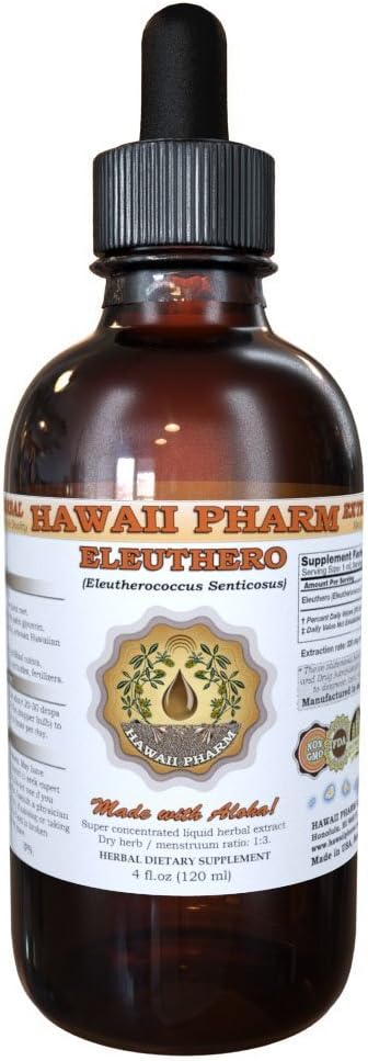 HawaiiPharm Eleuthero Sıvı Ekstraksiyon, Organik Eleuthero (Eleutheroccus Senticosus) Sibirya Deri Kök Tincture Supplement 2 ozz