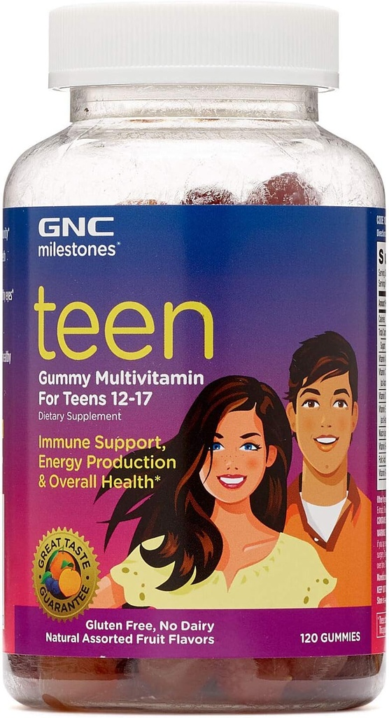 GNC Milestones Genç Gummy Multivitamin 12-17, 120 Gummies, Immune Support, Energy Production and General Health