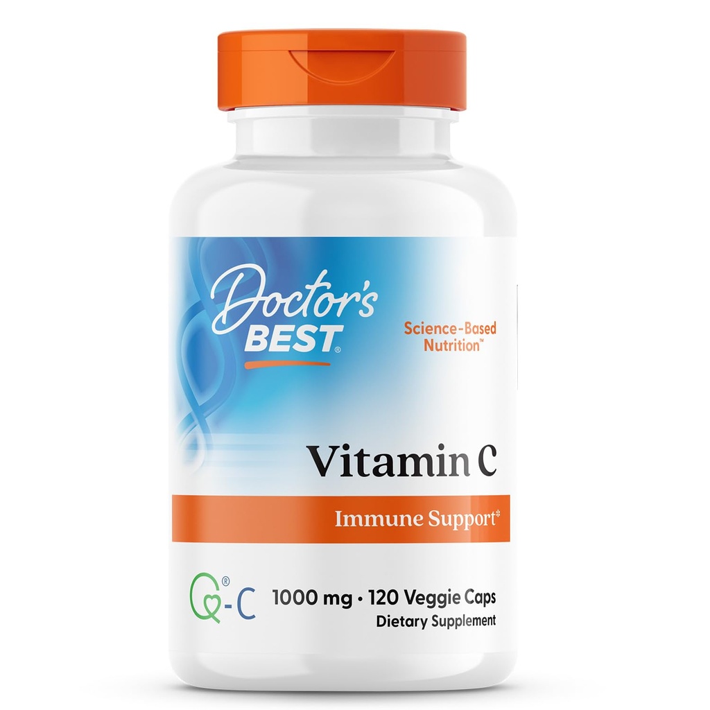 Doktor'un Q-C ile En İyi Vitamin C - C 1000 mg Non-GMO, Vegan, Gluten Free, Soy Free, Sourced from İskoçya Veggie Caps, 120 Count Count Count Count