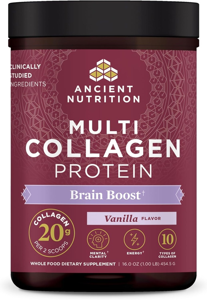 Eski Beslenme Kolajn Toz Proteini, Multi Collagen Protein, Hydrolyzed Collagen, Destekler Skin ve Nails, Ortak Supplement (Brain Boost, 45 Hizmet)