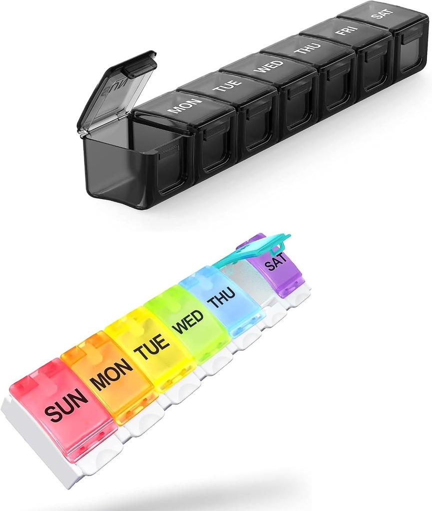 2 Pack Ekstra Büyük Pill Organizer, Sukuos Haftalık Pill Box, Pill Case, Tıp Vitaminler, Balık Yağları veya Tamamlar için Organizer, Sukuos Weekly Pill Box, Pill Case, Medicine Organizer, Fish Oils veya Supplements, Fish Oils veya Supplements