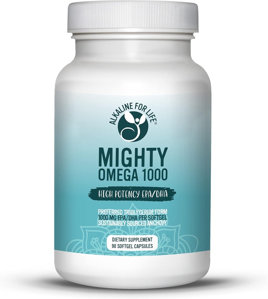 Mighty Omega 1000 Potent Omega 3 Supplement 1000 MG EPA DHA Per Capsule High Dose Omega 3 Fish Oil South Pacific Anchovy Sourced - Triglyceride Omega 3 Fatty Asit Supplement