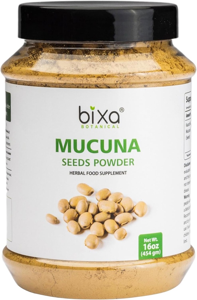 Bixa BOTANICAL Mucuna Pruriens Toz | Velvet Bean Toz | Kapikacchu | Kaunch Beej | Ayurvedic Herbal Supplement  Ay Enerji Uyarısı | 1 Pound / 16 OZ | Gluten Free, Non-GMO, Steam Tedavi Edildi, Vegan, Vegan,