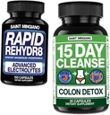 15 Day Cleanse | Kolon Detox with Natural Laxative - with - Hızlı Rehydr8 Electrolyte Supplements Prevention of Cramping and Supports Kas Endurance and Recovery - 100 Capsules